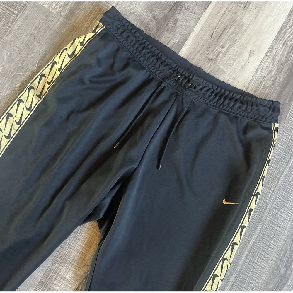 Nike Women’s Size 1X Logo Tape Joggers Black w/ Gold Swoosh & Logo Tape